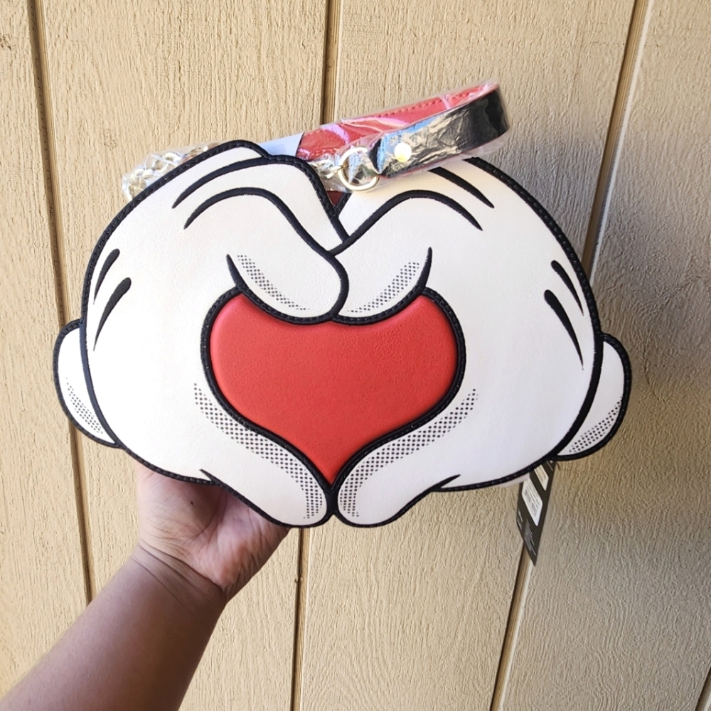 Mickey Mouse Heart Hands Crossbody Purse Loungefly